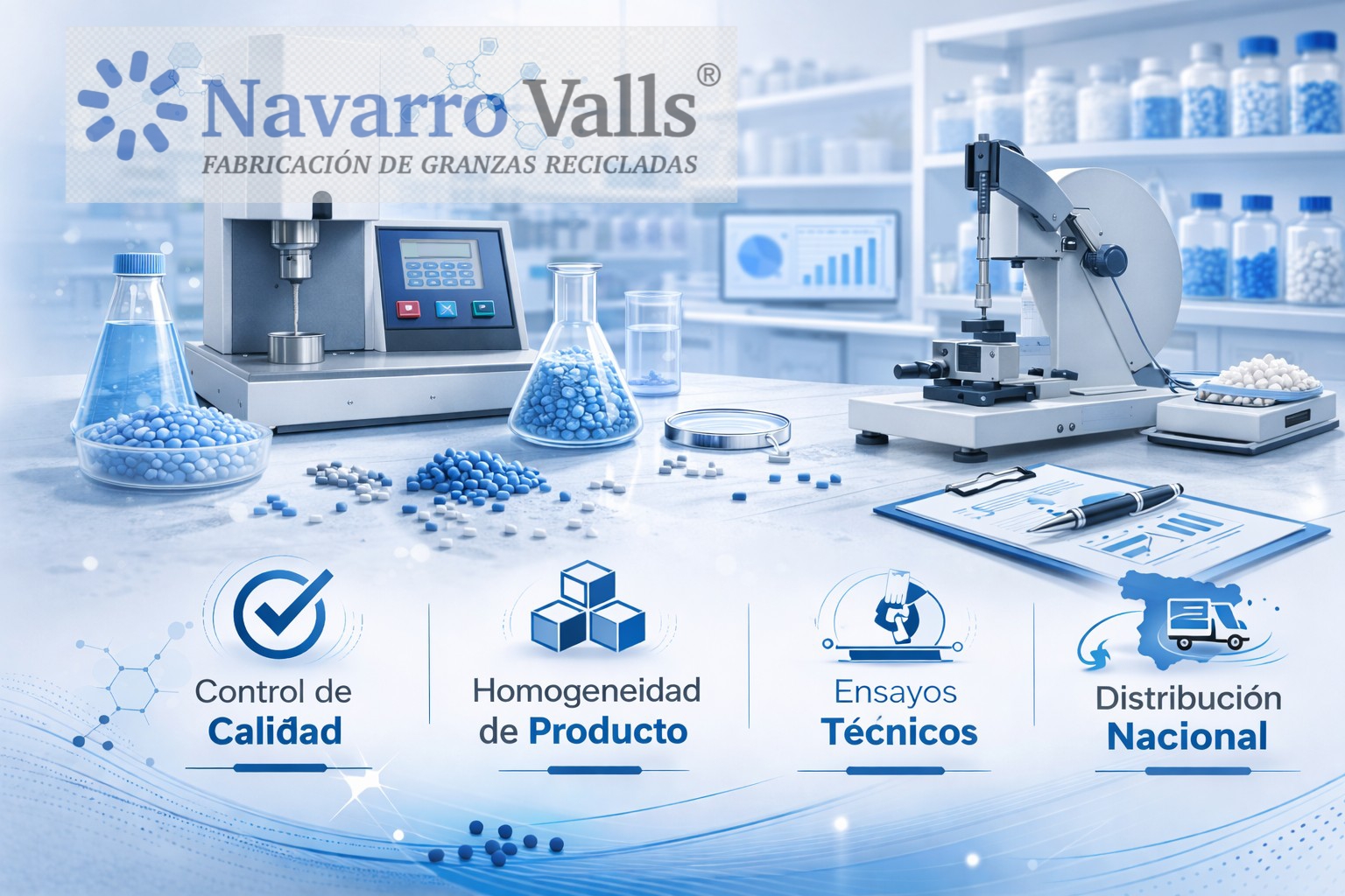 Laboratorio de ensayos de plastico reciclado Plásticos Navarro Valls